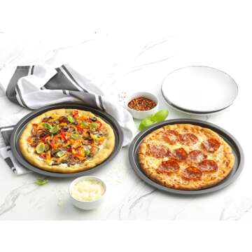 GoodCook Set of 4 Nonstick Steel 10" Personal Pizza Pans - Ideal for Home Baking