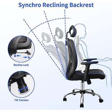 LYJFBD Ergonomic Office Chair Desk Chair with Adjustable Headrest and Armrest Computer Mesh Office Chair with Lumbar Support executive Swivel Chair for Home Office Study Game