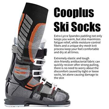 COOPLUS 2 Pack Ski Socks for Women Men Compression Knee High Winter Warm Socks for Skiing Snowboarding Outdoor Sports Gift