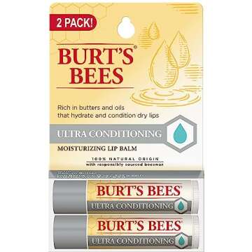 Burt's Bees Lip Balm Stocking Stuffers, Moisturizing Lip Care Christmas Gifts for All Day Hydration, Ultra Conditioning with Shea, Cocoa & Kokum Butter, Natural Origin Lip Care (2-Pack)