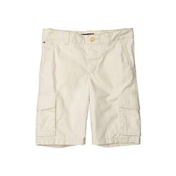 Tommy Hilfiger Boys' Adaptive Cargo Short with Adjustable Waist, Tommy Sand Dollar, 12 Big Kids