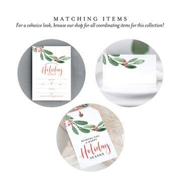 Bliss Collections Holiday Season Gift and Favor Tags, Pack of 50 Holly Greenery Cards for 'Tis The Season Events, Parties and Celebrations - Great for Seasonal Favors