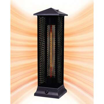 Star Patio Electric Patio Heater, Freestanding Outdoor Heater, 1500W Infrared Heater with Matte Black Finished, Tip-Over Protection, Silent Heating, IP55 Outdoor Heaters, STP1299-RMHD-M