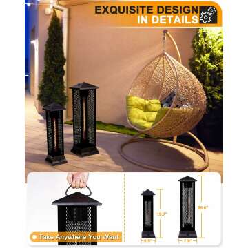 Star Patio Electric Patio Heater, Freestanding Outdoor Heater, 1500W Infrared Heater with Matte Black Finished, Tip-Over Protection, Silent Heating, IP55 Outdoor Heaters, STP1299-RMHD-M