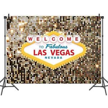 Welcome to Las Vegas Photo Background Fabulous Casino Poker Movie Themed Photography Backdrops 5x3ft Vintage Costume Dress-up Birthday Prom Ceremony Baby Shower Banner Supplies Props Vinyl