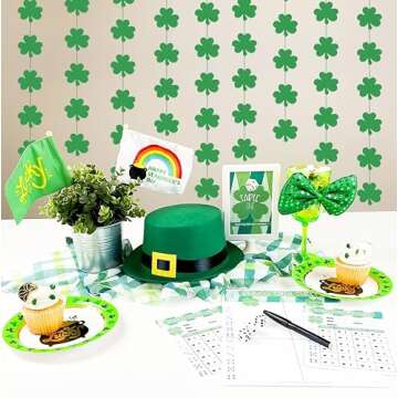 12PCS St. Patrick’s Day Shamrock Decorations - Lucky One Birthday Hanging Garland Irish Party Ornaments