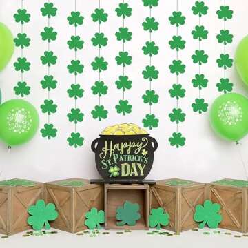 12PCS St. Patrick’s Day Shamrock Decorations - Lucky One Birthday Hanging Garland Irish Party Ornaments