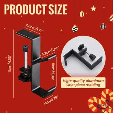 Garland and Stocking Mantel Holders with 2 Hooks, 2024 New 2 in 1 Stocking and Garland Hanger Dual Purpose with Two Hooks, Upgrade Christmas Decorations Garland Stocking Holder (Black*8)