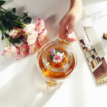 Enamel Glass Flower Teapot