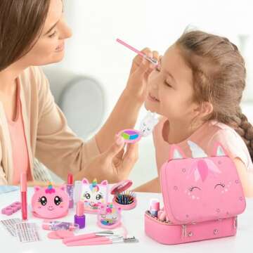 Kids Washable Makeup Girls Toys - Girls Makeup Kit for Kids Make up Set Real Makeup for Kid Little Girls Toddlers Children Princess Christmas Birthday Gifts Toys for 3 4 5 6 7 8 9 10 Year Old Girls