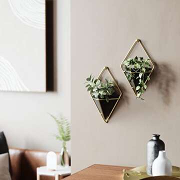 Umbra Trigg Hanging Planter Vase Set - 2 Metal Pots for Wall Decor