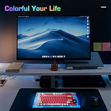 UCINNOVATE RGB Acrylic Computer Keyboard Stand, LED Backlit Keyboard Stand Tray, 75% 80% Gaming Keyboard USB Interface Titled Keyboard Stand for Easy Ergonomic Typing and Working Office Desk, Home