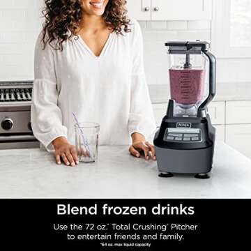 Ninja Blender, Food Processor, Blender for-Smoothies, Includes Pitcher, Smoothie Cup, and 8-Cup Bowl, Salsa, Dough, Shakes, Slush, and Frozen Drinks, Mega Kitchen System, Black, BL770AMZ