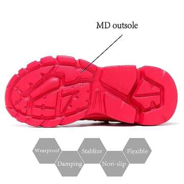 Womens Ladies Walking Tennis Shoes Slip on Lightweight Casual Running Sneakers Soft Sole Comfortable Trainers Red