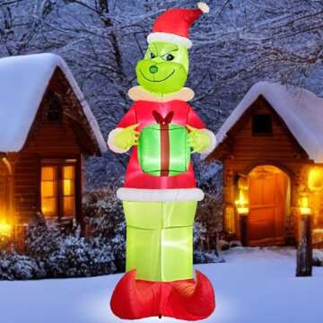 Wabolay Inflatable Christmas Yard Decorations 8.5ft Blow Up Santa Green Giant Monster Halloween Inflatables Outdoor Decorations Led Lights Blowups Merry Xmas Winter Decor for Vacation Outside Lawn