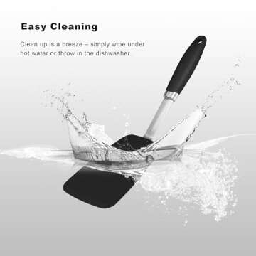 Silicone Spatulas Set Turners Tongs Cooking Utensils Set High Heat Resistant Kitchen Scraper Spatulas for Cooking Mixing Baking BPA Free Dishwasher Safe, Black