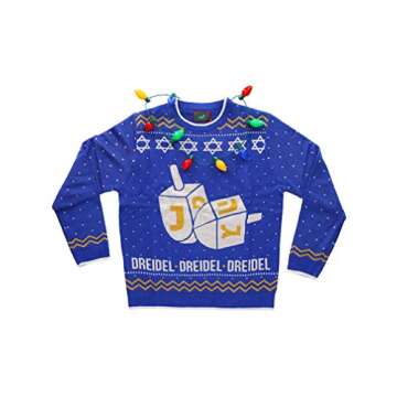 Tstars Dreidel Ugly Hanukkah Sweater for Men Women Christmas Jewish Holiday Chanukah Unisex Sweaters XX-Large Multicolor