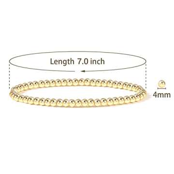 Elegance 11 designs 14K Gold Plated Bead Ball Bracelet Stretchable Elastic Gold Beaded Bracelets for Women