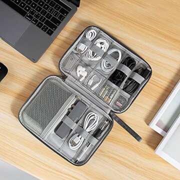 Electronic Organizer, Portable Cord Organizer, Travel Waterproof Electronic Storage Bag, for USB Cables, Chargers, Hard Drives, SD Cards and More