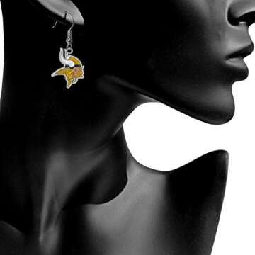 NFL Siskiyou Sports Womens Minnesota Vikings Chrome Dangle Earrings One Size Team Colors,white