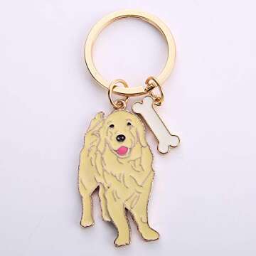 tenghong2021 Corgi Keychain Dog Zipper Cute Pendant Clip On Charm Animal Jewelry Gift Pet Lover Welsh Keyring Unisex -Golden Retriever