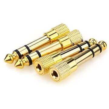 NANYI 4PCS 1/4'' to (1/8'') 3.5mm Stereo Headphone Adapters for Audio Connector, 3.5mm Female to 6.35mm Male Jack Plug Stereo Adapter for Headphone Adapte