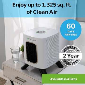 iAdapt 2.0 H13 HEPA Filter Air Purifier Reduces 99% of Viruses, Mold, Dust, Smoke, Pollen & Odors Quietest on The Market WiFi Compatible 1,325 Sq Ft of Clean Air