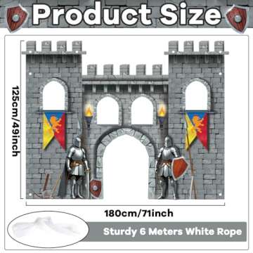 Medieval Castle Backdrop Photo Prop Medieval Party Decorations Large Fabric Medieval Castle Shaped Selfie Frame Backdrop Banner Arched Door Knight Princess Themed Birthday Party Supplies 49x71inch