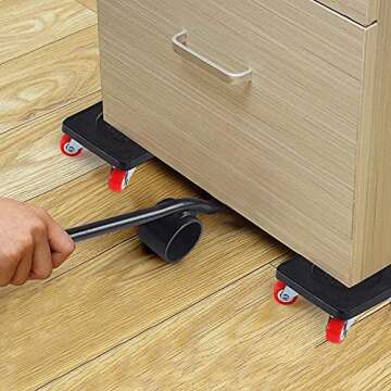 4 Wheels Furniture Dolly Harupink Furniture Moving Dolly with Furniture Lifter Moving Dolly with Wheels 440Lbs Furniture Mover for Heavy Leads Sofa Refrigerator in Home School Office Warehouse