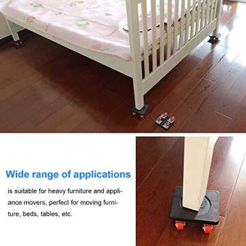 4 Wheels Furniture Dolly Harupink Furniture Moving Dolly with Furniture Lifter Moving Dolly with Wheels 440Lbs Furniture Mover for Heavy Leads Sofa Refrigerator in Home School Office Warehouse