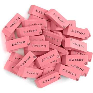 Pink Erasers, Erasers for Kids, Rubber Eraser, 120 Count, Erasers Bulk for School Supplies, Art, and Office Use