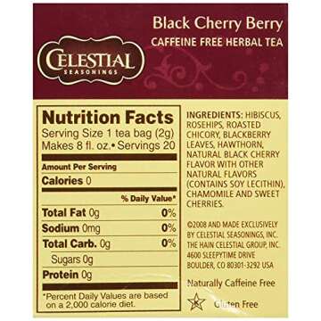 Celestial Seasonings Black Cherry Berry Tea 20 Count