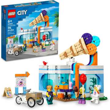 LEGO City Ice-Cream Shop Set 60363 - Fun Cargo Bike & 3 Minifigures