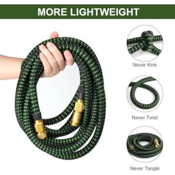 Giiwi 100 FT Expandable Garden Hose with 10 Functions Nozzle, 2024 Newest Double Retractable Inside and Outside, 3/4"" Solid Brass Fittings No-Leak, Expand to 2x-5x, Good Choice for Watering Washing