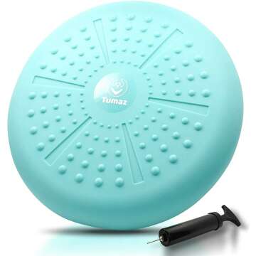 Tumaz Wobble Cushion - Wiggle Seat to Improve Sitting Posture & Stay Focused for Sensory Kids, Balance Disc to Core Strength & Flexible Seating [Extra Thick Balance Board, Pump Included Wobble Board]