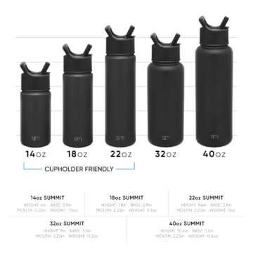 Simple Modern Kids Water Bottle with Straw Lid Vacuum Insulated Stainless Steel Metal Thermos Bottles | Reusable Leak Proof BPA-Free Flask for School | Summit Collection | 18oz, Midnight Black