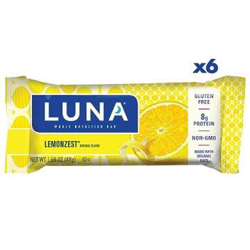 LUNA Bar - LemonZest Flavor - Gluten-Free - Non-GMO - 7-9g Protein - Made with Organic Oats - Low Glycemic - Whole Nutrition Snack Bars - 1.69 oz. (6 Pack)