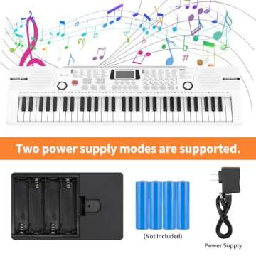 61 keys keyboard piano, Electronic Digital Piano with Built-In Speaker Microphone, Sheet Stand and Power Supply, Portable piano Keyboard Gift Teaching for Beginners