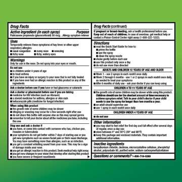 Amazon Basic Care 24-Hour Allergy Relief Nasal Spray, Fluticasone Propionate (Glucocorticoid) 50 mcg, Full Prescription Strength, Non-Drowsy, 0.62 fl oz (Pack of 3)