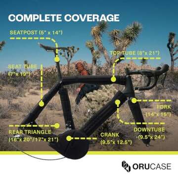 ORUCASE Bike Frame Protection Kit - 7-Piece, Padded, Universal Bike Travel Case - Bicycle Frame Protection and Chainstay Protector - Road, Gravel and MTB/Mountain Bike Armor Set for Plane, Car, Train