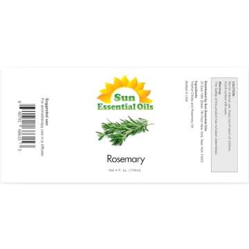 Sun Essential Oils 4oz - Rosemary Essential Oil - 4 Fluid Ounces Rosemary Oil - Rosemary Essential Oil for Diffuser - Aromatherapy Oil - Rosemary Essential Oil for Soap Making