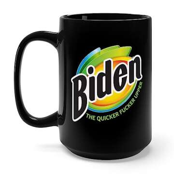 Anti Biden the quicker fcker upper Pro Trump Political Funny Joe Biden Coffee Mug Men Women (Black, 15 OZ)