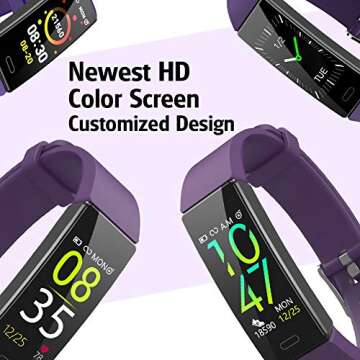 ZURURU Fitness Tracker with Blood Pressure Heart Rate Sleep Health Monitor for Men and Women, Upgraded Waterproof Activity Tracker Watch, Step Calorie Counter Pedometer Purple