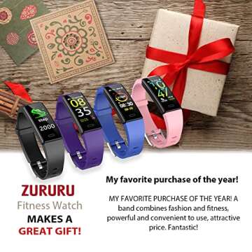 ZURURU Fitness Tracker with Blood Pressure Heart Rate Sleep Health Monitor for Men and Women, Upgraded Waterproof Activity Tracker Watch, Step Calorie Counter Pedometer Purple