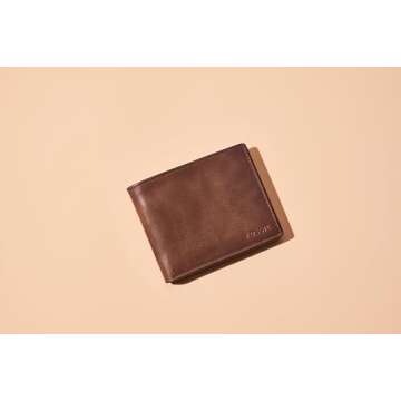 Fossil Men's Derrick Leather RFID-Blocking Bifold with Flip ID Wallet, Brown, (Model: ML3681200)