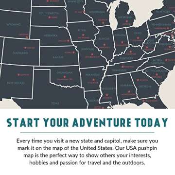 Epic Adventure Maps - USA State Travel Adventure Map Poster - Includes Push Pins - Beige / 24 x 17 Inches