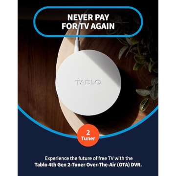 Tablo 4th Gen 2-Tuner Over-The-Air (OTA) DVR - Watch, Pause & Record Live TV, News, Sports & Movies in Your Home Over Wi-Fi - Pairs w/Any TV Antenna - 50+ Hrs Recording - No Subscriptions (Renewed)