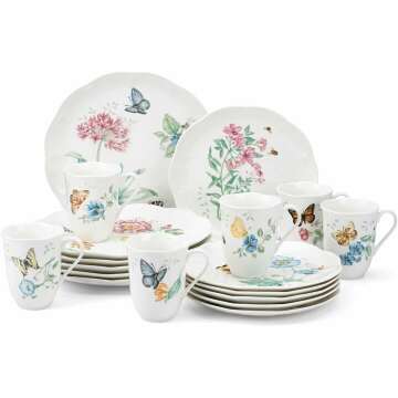 Lenox Butterfly Meadow 18-Piece Dinnerware Set - Elegant White Design