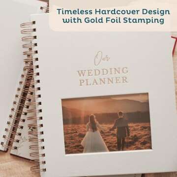 Linen Comprehensive Wedding Planner - Customizable Photo Window Wedding Planning Book and Organizer, Perfect for Just Engaged Gifts, Engagement Gifts for Couples, Wedding Notebook and Keepsake (Cream)