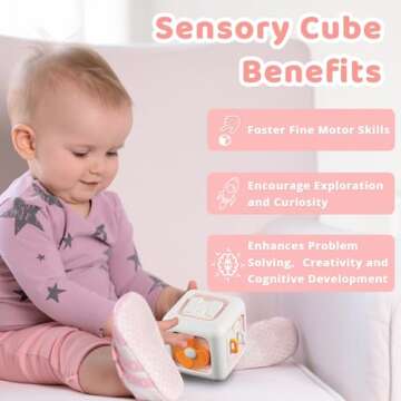 SOCBTNSO Busy Cube Toys for 1 Year Old Girl Gifts, Montessori Toys for Baby Girl